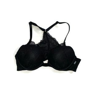 PINK Front clip Black Lace Bra